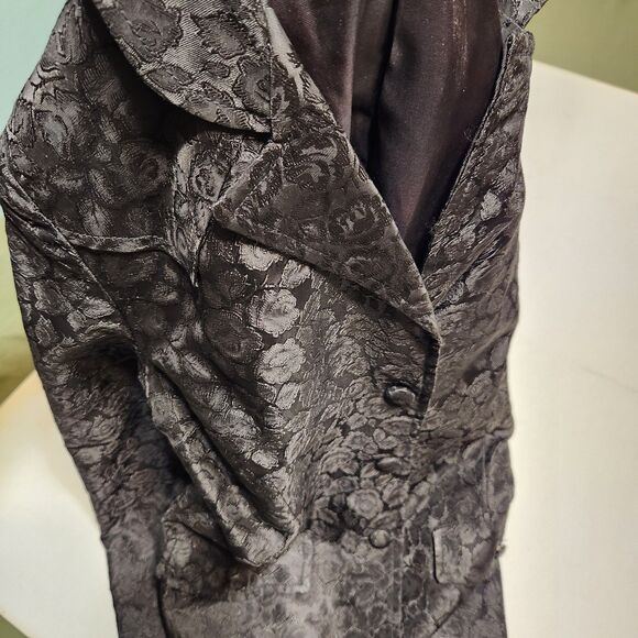 Rare Vintage 60s Panhandle slim Western Goth Punk Black Floral Brocade Blazer - Picture 14 of 15